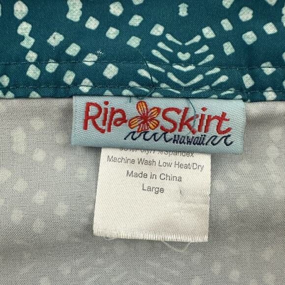 Rip Skirt Womens Wrap Size L Teal Blue Geometric Print Short Stretch Mini - Picture 5 of 10